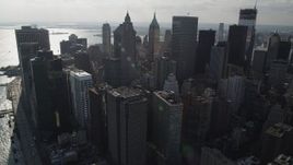 4K aerial stock footage of downtown skyscrapers in Lower Manhattan, New York, New York Aerial Stock Footage | AX88_141