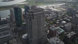 4K aerial stock footage of the Merrill Lynch Building skyscraper, Downtown Jersey City, New Jersey Aerial Stock Footage | AX88_168