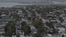 4K aerial stock footage of flying by urban residential neighborhoods, Jersey City, New Jersey Aerial Stock Footage | AX88_198