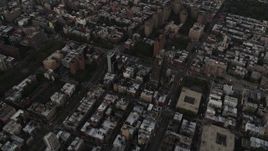4K aerial stock footage Flying over East Village, reveal Midtown Manhattan, New York, New York, twilight Aerial Stock Footage | AX89_037