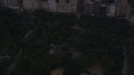 4K aerial stock footage Fly over Central Park, Times Square, Midtown Manhattan, New York, twilight Aerial Stock Footage | AX89_070