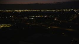 4K aerial stock footage of New Jersey Turnpike Extension, Highway 440 Interchange, Jersey City, New Jersey, night Aerial Stock Footage | AX89_151