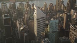 4K aerial stock footage Flying by Citigroup Center, Midtown Manhattan, New York, New York, sunrise Aerial Stock Footage | AX90_084