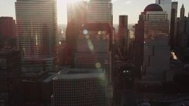 4K aerial stock footage Flying by World Trade Center, Lower Manhattan, New York, New York, sunrise Aerial Stock Footage | AX90_124