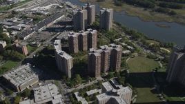 4K aerial stock footage of flying over Co-op City apartment buildings in The Bronx, New York, New York Aerial Stock Footage | AX91_027