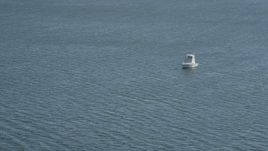 4K aerial stock footage of flying by a fishing boat, Long Island Sound, New York Aerial Stock Footage | AX91_054