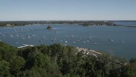 4K aerial stock footage fly over Greenwich Point Park, approach Greenwich Cove, Greenwich, Connecticut Aerial Stock Footage | AX91_063