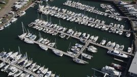4K aerial stock footage of flying over sailboats at Norwalk Cove Marina, Norwalk, Connecticut Aerial Stock Footage | AX91_099