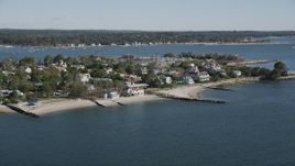 4K aerial stock footage of ocean and beachfront homes in Westport, Connecticut Aerial Stock Footage | AX91_101