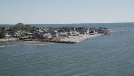 4K aerial stock footage of flying by oceanfront and beachfront homes, Fairfield, Connecticut Aerial Stock Footage | AX91_109