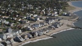 4K aerial stock footage of beachfront homes in Stratford, Connecticut Aerial Stock Footage | AX91_121