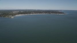 4K aerial stock footage of tilting from Long Island Sound revealing coastal community of Milford, Connecticut Aerial Stock Footage | AX91_126