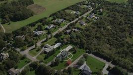 4K aerial stock footage of flying over upscale homes in Southold, New York Aerial Stock Footage | AX91_196