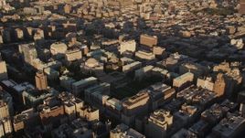 4K aerial stock footage Approaching Columbia University, Morningside Heights, New York, sunset Aerial Stock Footage | AX93_017