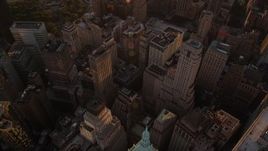 4K aerial stock footage Approaching Lower Manhattan, New York, New York, sunset Aerial Stock Footage | AX93_071