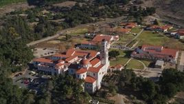 5K aerial stock footage of approaching Thomas Aquinas College, Santa Paula, California Aerial Stock Footage | AXSF01_010