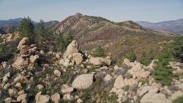 5K aerial stock footage of flying over rocky slopes in the Santa Ynez Mountains, California Aerial Stock Footage | AXSF01_032
