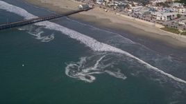 5K aerial stock footage flyby beach to reveal the pier at Avila Beach, California Aerial Stock Footage | AXSF02_039