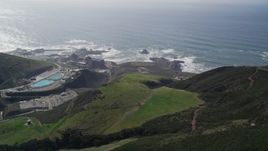 5K aerial stock footage flyby hills to reveal the Diablo Canyon Power Plant nuclear facility, Avila Beach, California Aerial Stock Footage | AXSF02_064