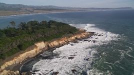 5K aerial stock footage of a view of San Simeon Bay and coastline, San Simeon, California Aerial Stock Footage | AXSF03_041