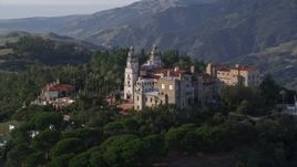 5K aerial stock footage of flying by Hearst Castle, San Simeon, California Aerial Stock Footage | AXSF03_048
