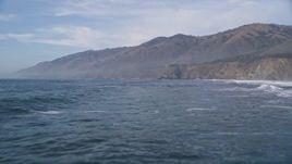 5K aerial stock footage of approaching coastal cliffs, San Simeon, California Aerial Stock Footage | AXSF03_060