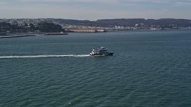 5K aerial stock footage track a ferry cruising San Francisco Bay, California Aerial Stock Footage | AXSF05_022
