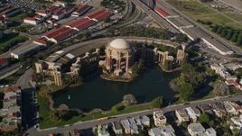 5K aerial stock footage circling above the Palace of Fine Arts, San Francisco, California Aerial Stock Footage | AXSF05_029