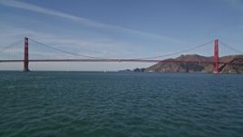 5K aerial stock footage approach and ascend over the famous Golden Gate Bridge, San Francisco, California Aerial Stock Footage | AXSF05_030