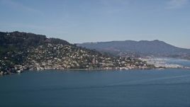 5K aerial stock footage of a view of Sausalito, California, seen from the bay Aerial Stock Footage | AXSF05_037