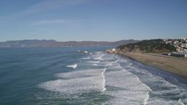 5K aerial stock footage fly over crashing ocean waves, approach Seal Rocks and Ocean Beach, Outer Richmond District, California Aerial Stock Footage | AXSF05_055