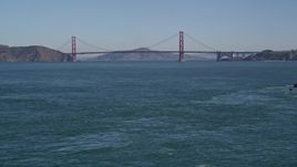 5K aerial stock footage of tilting from the ocean to reveal the famous Golden Gate Bridge, San Francisco, California Aerial Stock Footage | AXSF05_057