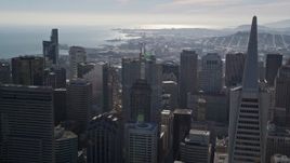 5K aerial stock footage fly over city skyscrapers toward South of Market District, Downtown San Francisco, California Aerial Stock Footage | AXSF05_071