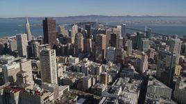 5K aerial stock footage of the city's giant skyscrapers in Downtown San Francisco, California Aerial Stock Footage | AXSF05_074
