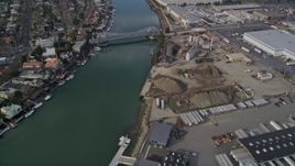 5K aerial stock footage of flying over Oakland Estuary to approach High Street Bridge, Oakland, California Aerial Stock Footage | AXSF06_001