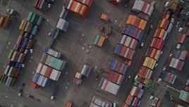 5K aerial stock footage of a bird's eye view of shipping containers at the Port of Oakland, California Aerial Stock Footage | AXSF06_009