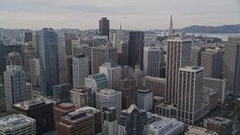 5K aerial stock footage of approaching the city's tall skyscrapers, Downtown San Francisco Aerial Stock Footage | AXSF06_015