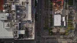 5K aerial stock footage of a bird's eye view of Geary Street, reveal Union Square, Downtown San Francisco, California Aerial Stock Footage | AXSF06_018