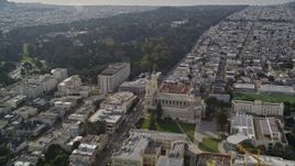 5K aerial stock footage pan from University of San Francisco to approach St. Ignatius Church, San Francisco, California Aerial Stock Footage | AXSF06_026