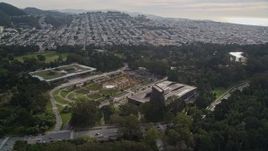 5K aerial stock footage of orbiting the museums and concourse in iconic Golden Gate Park, San Francisco, California Aerial Stock Footage | AXSF06_030