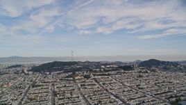 5K aerial stock footage of approaching the Sutro Tower from the Inner Sunset District, San Francisco, California Aerial Stock Footage | AXSF06_034