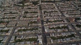 5K aerial stock footage fly over row houses and city streets in the Inner Sunset District, San Francisco, California Aerial Stock Footage | AXSF06_035