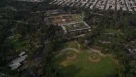 5K aerial stock footage fly over Inner Sunset to reveal baseball fields and museums in Golden Gate Park, and Inner Richmond urban neighborhoods, San Francisco, California Aerial Stock Footage | AXSF06_040