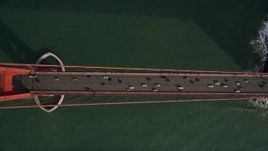 5K aerial stock footage of a bird's eye view of traffic on the famous Golden Gate Bridge, San Francisco, California Aerial Stock Footage | AXSF06_043