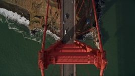 5K aerial stock footage of a bird's eye view of traffic on the Marin side of Golden Gate Bridge, San Francisco, California Aerial Stock Footage | AXSF06_045