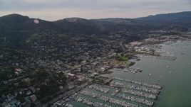 5K aerial stock footage of the coastal community and marinas by Richardson Bay, Sausalito, California Aerial Stock Footage | AXSF06_047