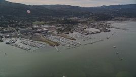 5K aerial stock footage approach a marina and houseboats on Richardson Bay, Sausalito, California Aerial Stock Footage | AXSF06_048