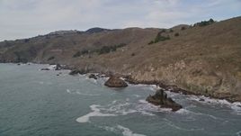 5K aerial stock footage of flying by the Muir Beach coastline, Marin County, California Aerial Stock Footage | AXSF06_052