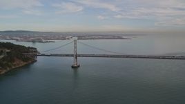 5K aerial stock footage of panning across the Bay Bridge, San Francisco, California Aerial Stock Footage | AXSF06_086