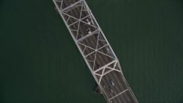 5K aerial stock footage of a bird's eye view of the upper deck of Bay Bridge, San Francisco, California Aerial Stock Footage | AXSF06_088